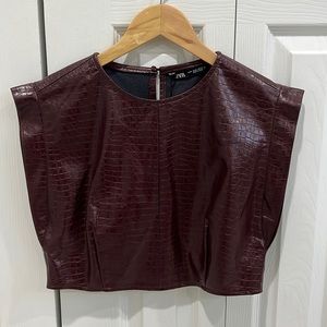 Zara snakeskin maroon crop top